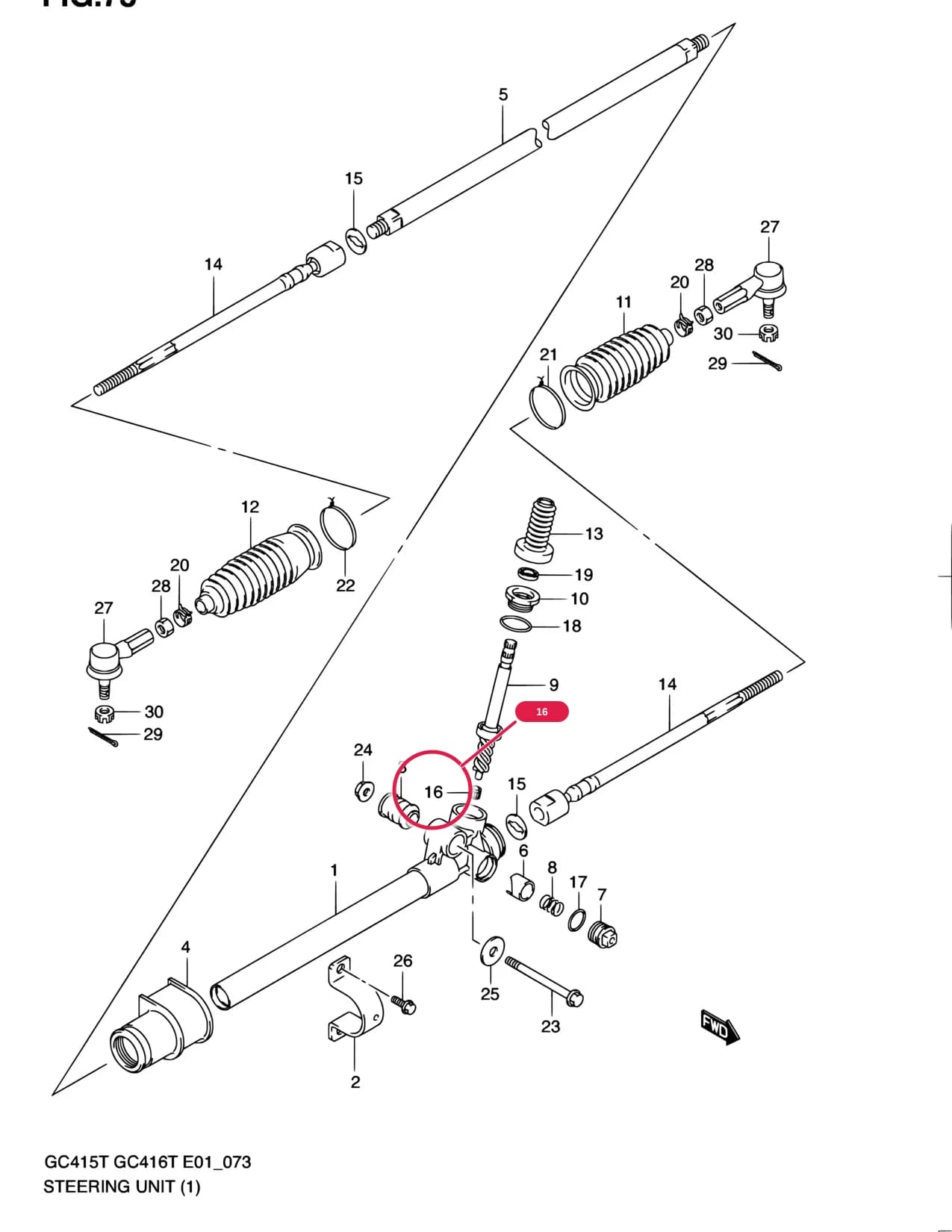 GC415T — Steering › 73 - STEERING UNIT (LHD:N/POWER STEERING)