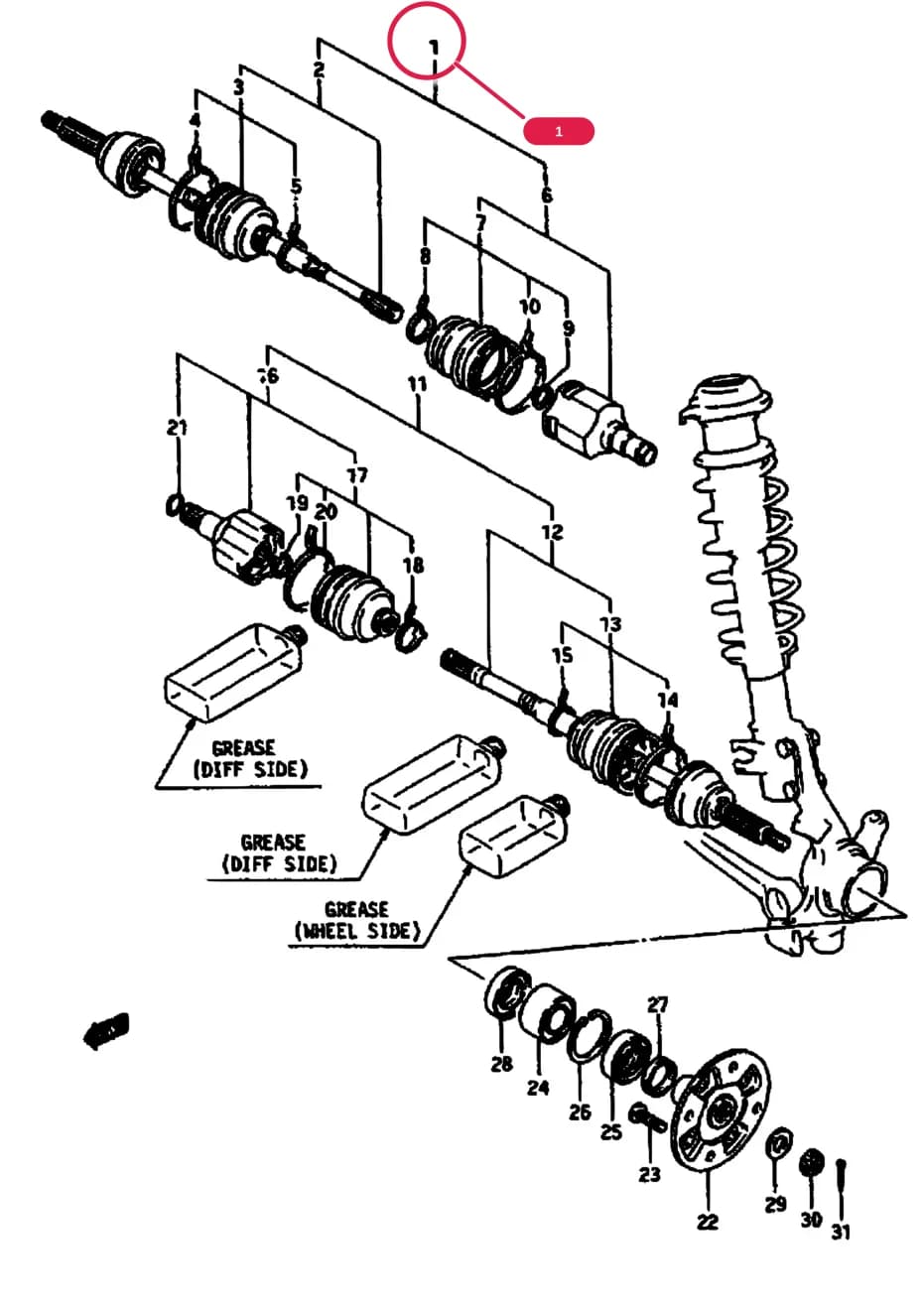 SA413 — Suspension › 82 - FRONT DRIVE AXLE (MT)