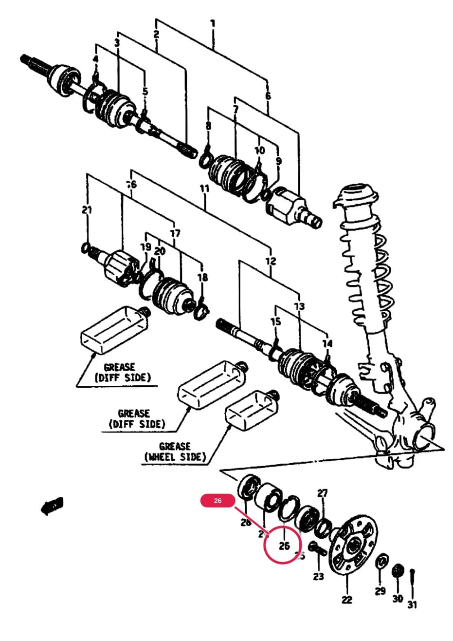 SA413 — Suspension › 82 - FRONT DRIVE AXLE (MT)