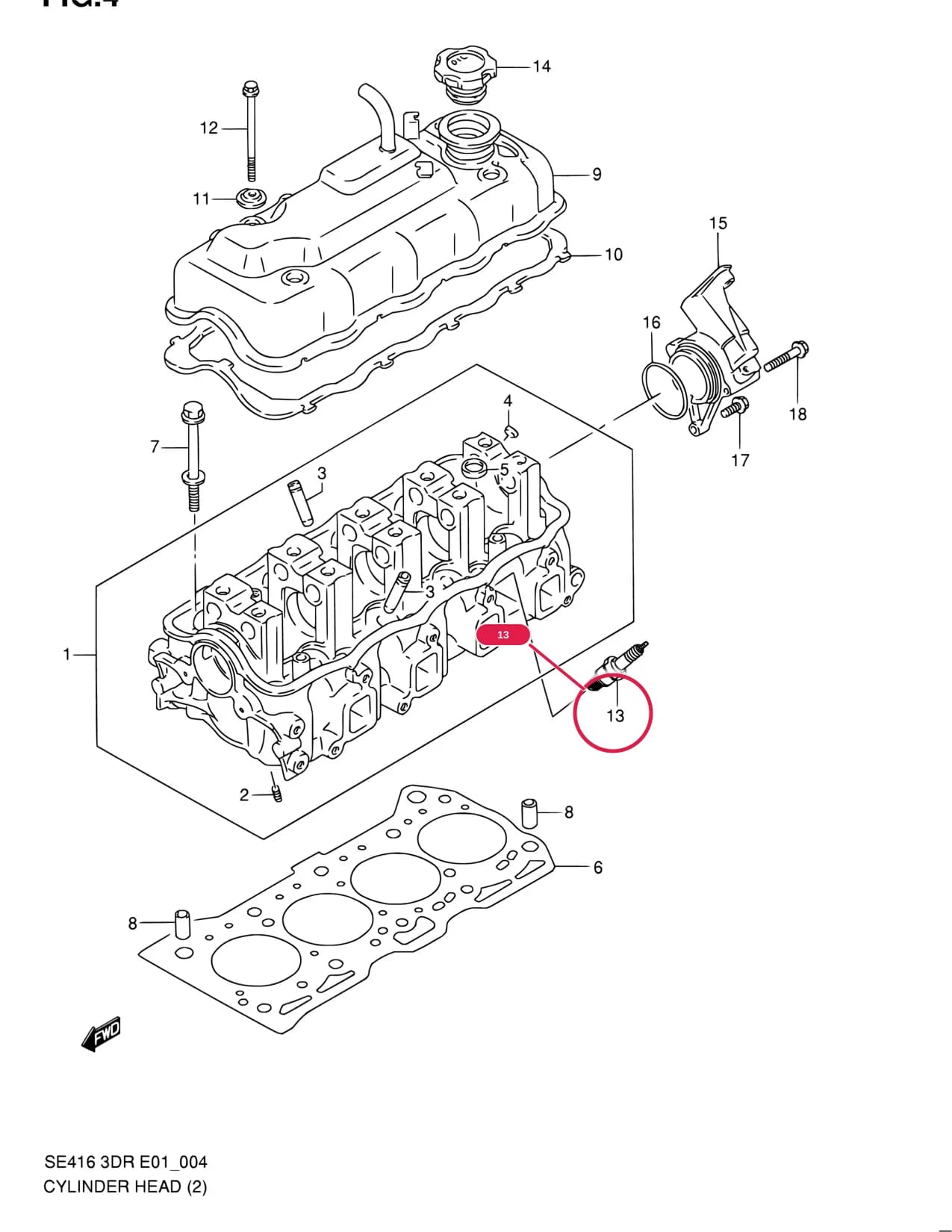SE416 (3DR) — Engine › 4 - CYLINDER HEAD (2 VALVE:W/FUEL INJECTION)