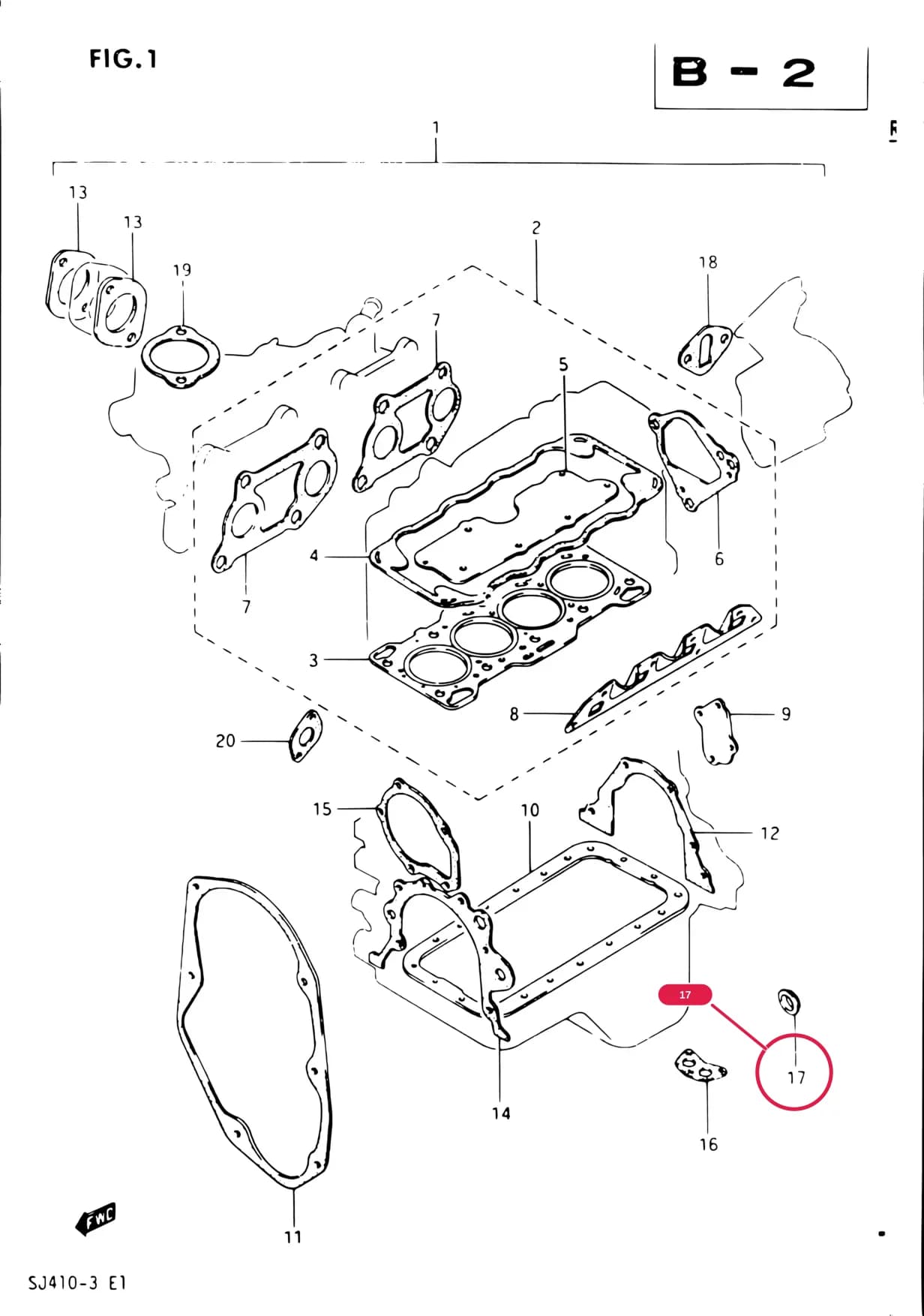 SJ410-3 (E01) — Engine › 1 - ENGINE GASKET SET