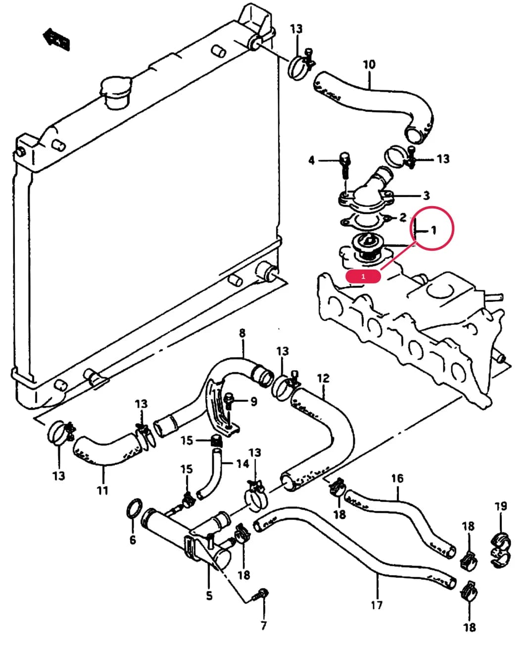 SE416 (E03,E33:MY 1989) — Cooling › 32 - WATER HOSE