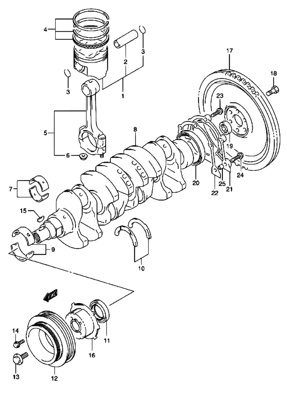 C,V:STD,T:2 — SN413Q (SANTANA) — Engine › 10 - CRANKSHAFT (PETROL)