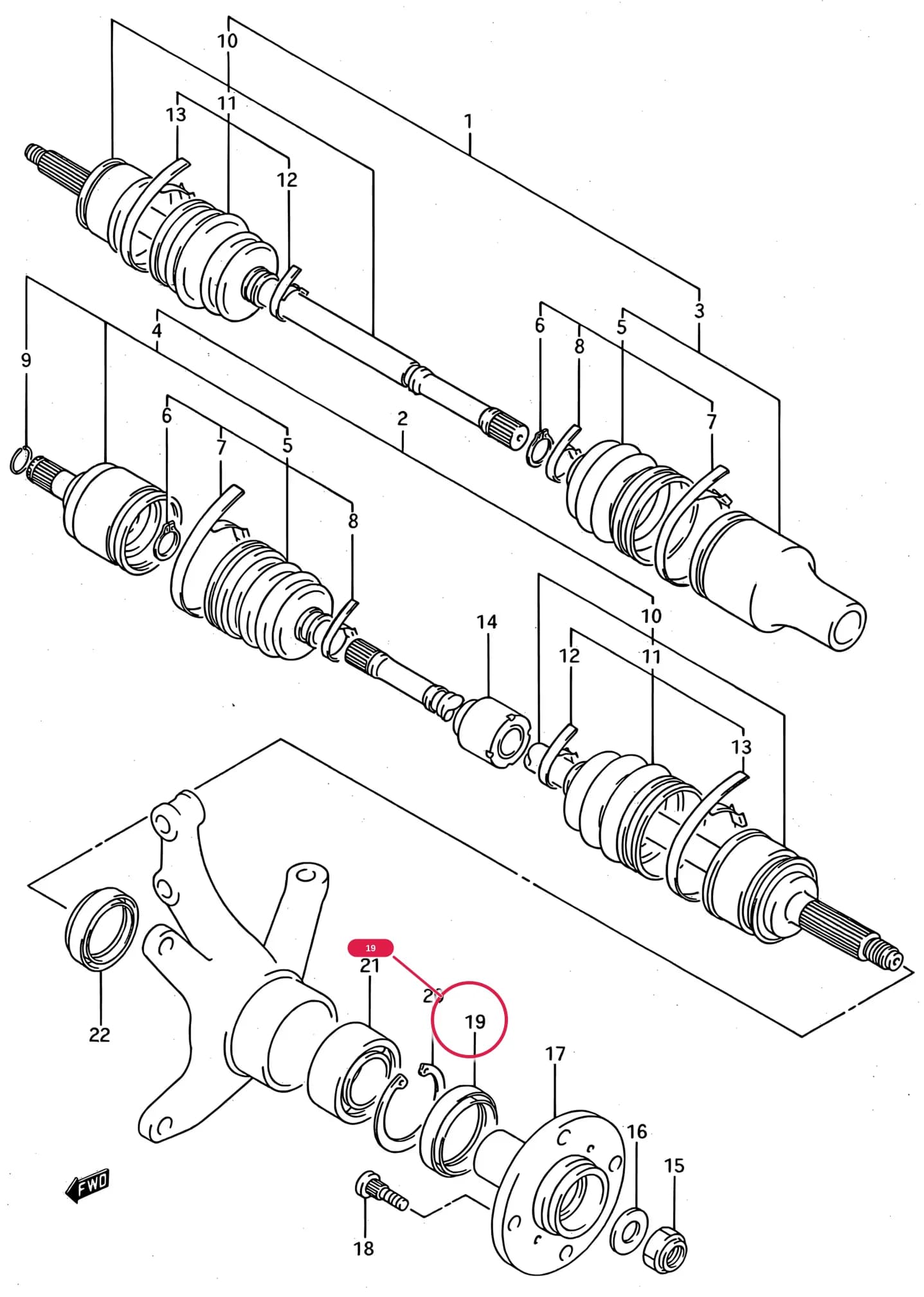 SF413 (E01) — Suspension › 170 - FRONT AXLE (2WD:MT:GTI)