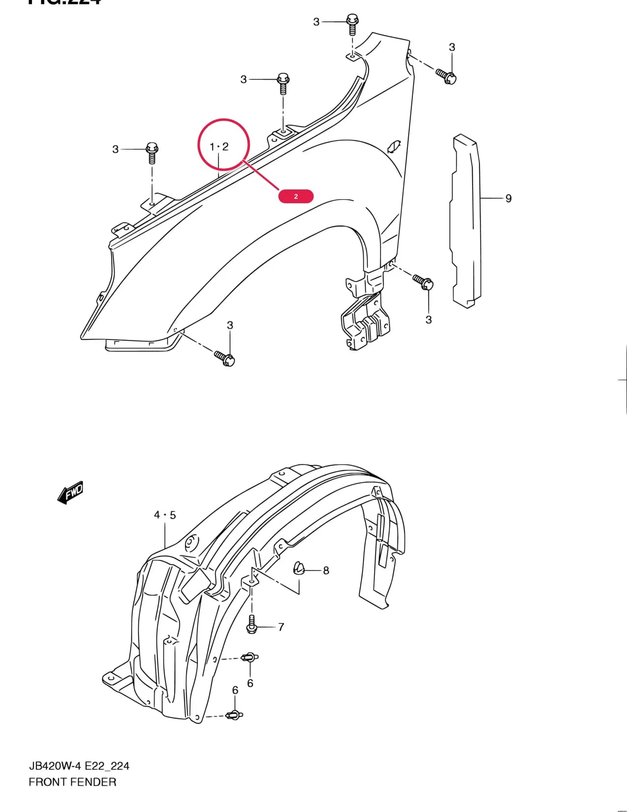 JB419WD-5 — Body › 224 - FRONT FENDER