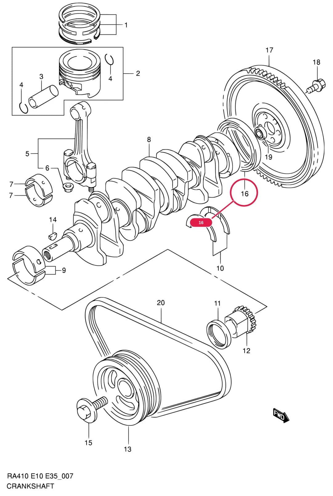 RA410 — Engine › 7 - CRANKSHAFT