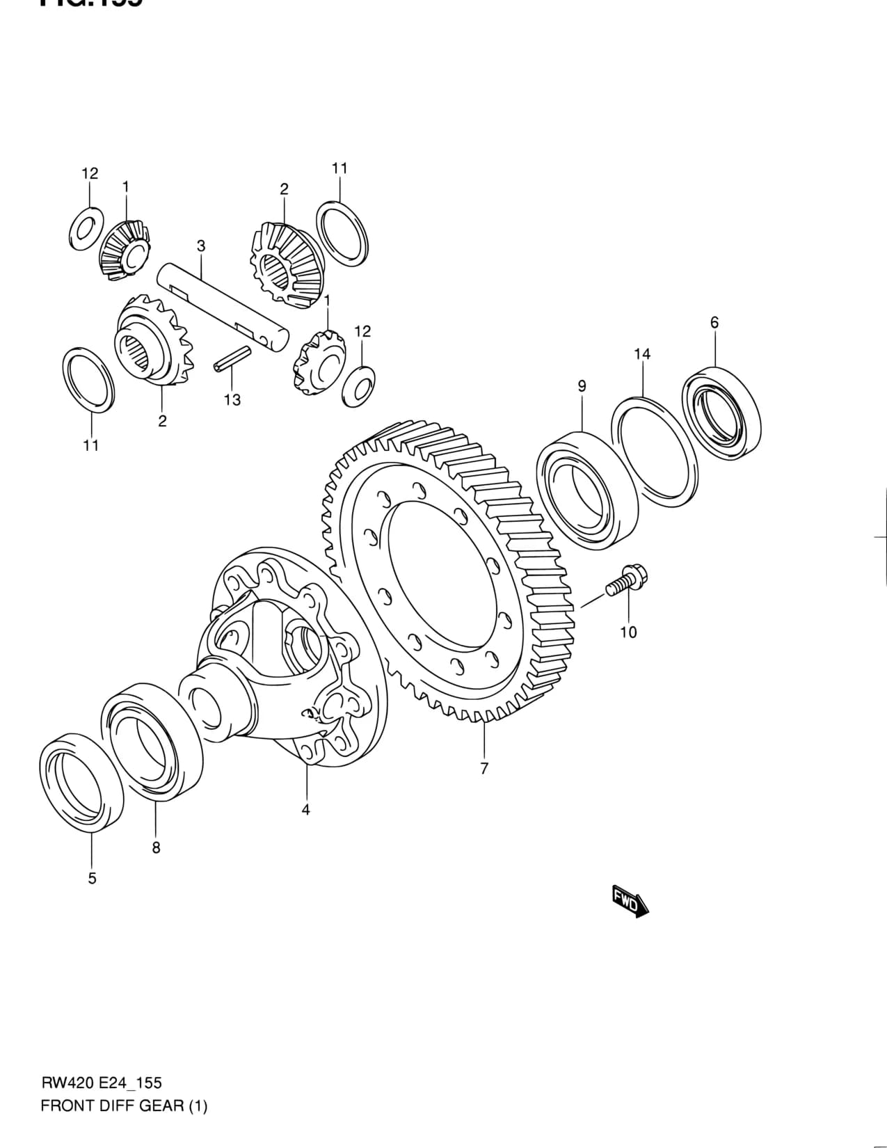 RW415 TYPE 1,3:RW416 RW420 — RW415 — Transmission › 155 - FRONT DIFF GEAR (5MT:2WD)