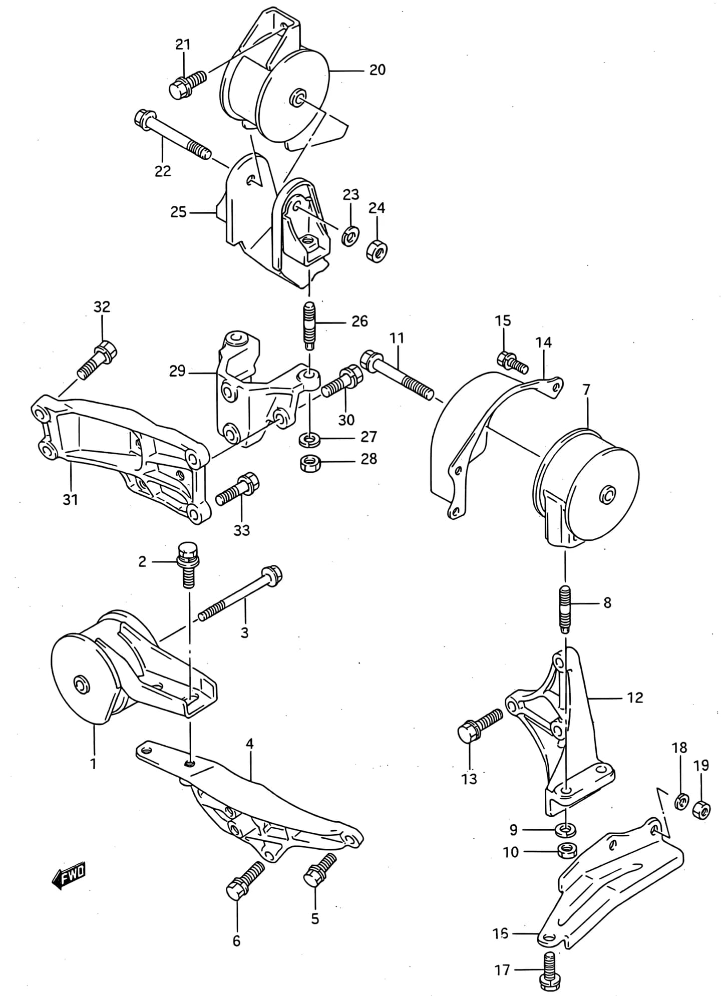 SF413 (E01) — Engine › 8 - ENGINE MOUNTING (TYPE 1:2WD:MT:OHC)