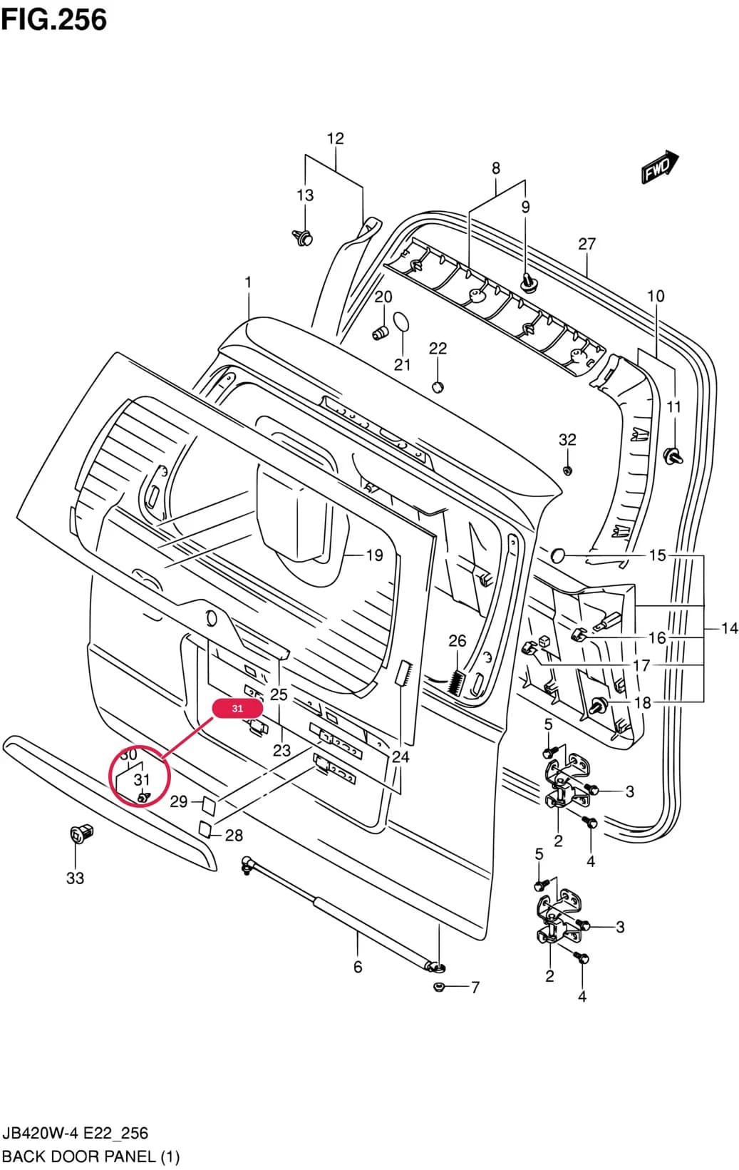 JB419WD-5 — Body › 256 - BACK DOOR PANEL (N/BACK DOOR SPARE TIRE CARRIER)