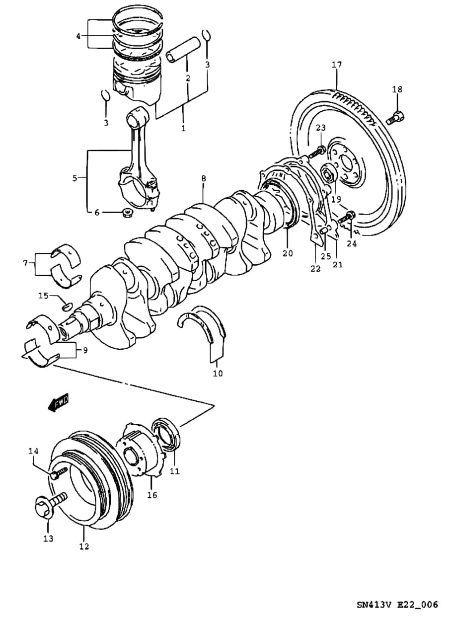 SN413V — Engine › 6 - CRANKSHAFT