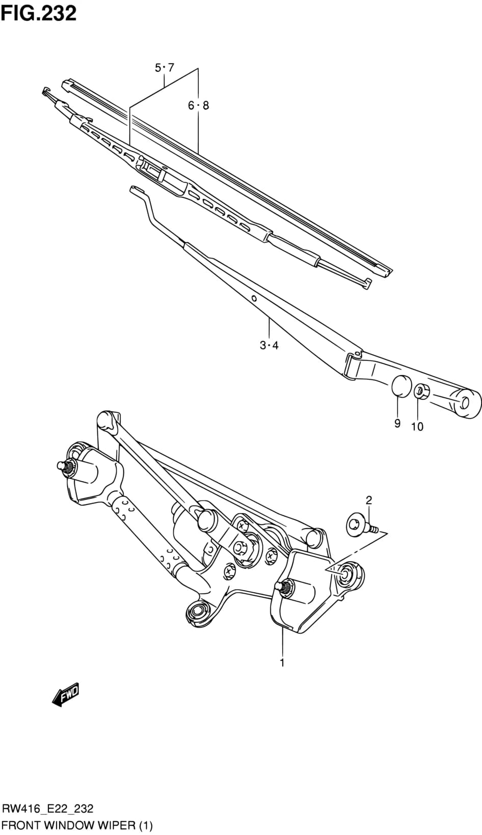 RW415-2 (MAGYAR) — Electrical › 232 - FRONT WINDOW WIPER (LHD)