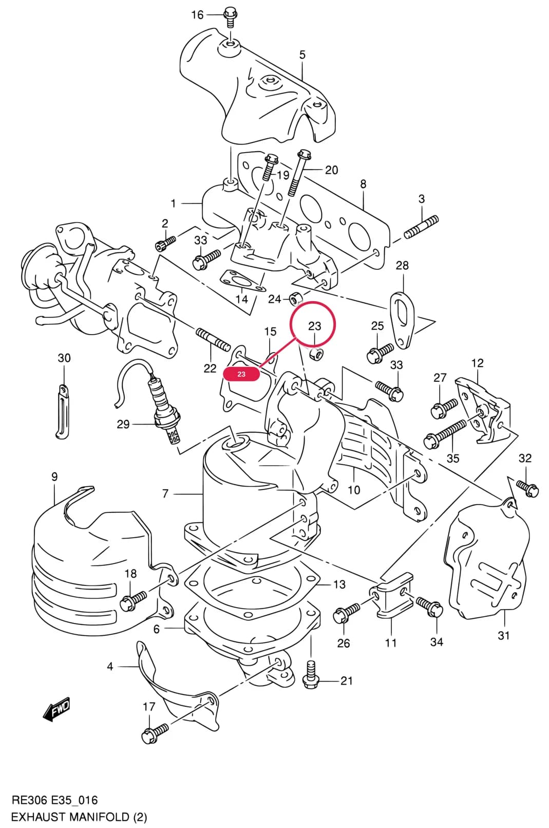 RE306-4 — Exhaust › 16 - EXHAUST MANIFOLD (TYPE 4,5,6,7,8)