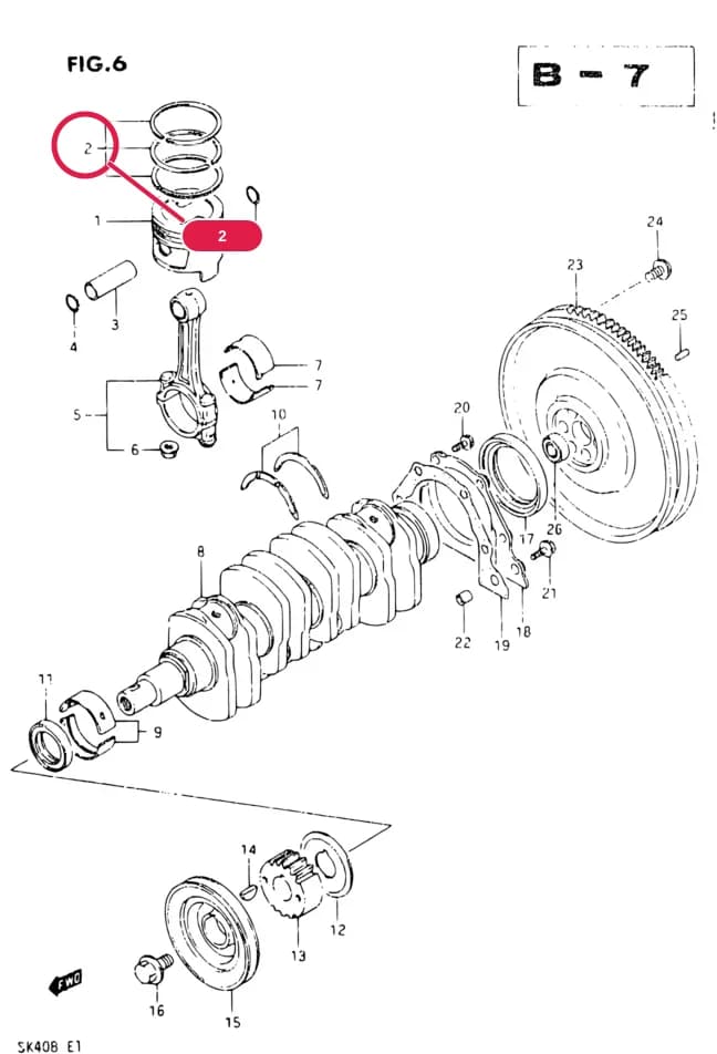 SK408 — Engine › 6 - CRANKSHAFT