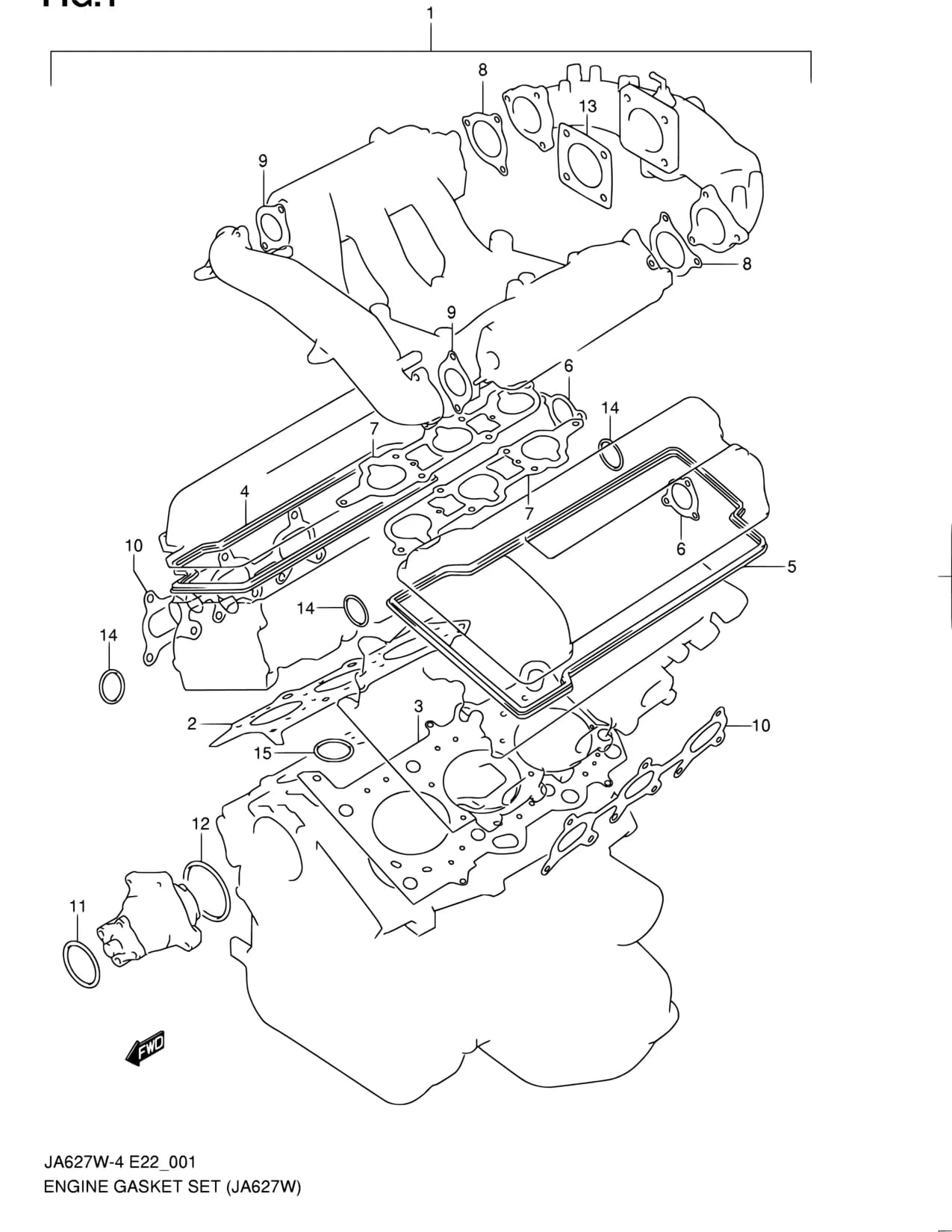 JA627W-4 — Engine › 1 - ENGINE GASKET SET (JA627W)