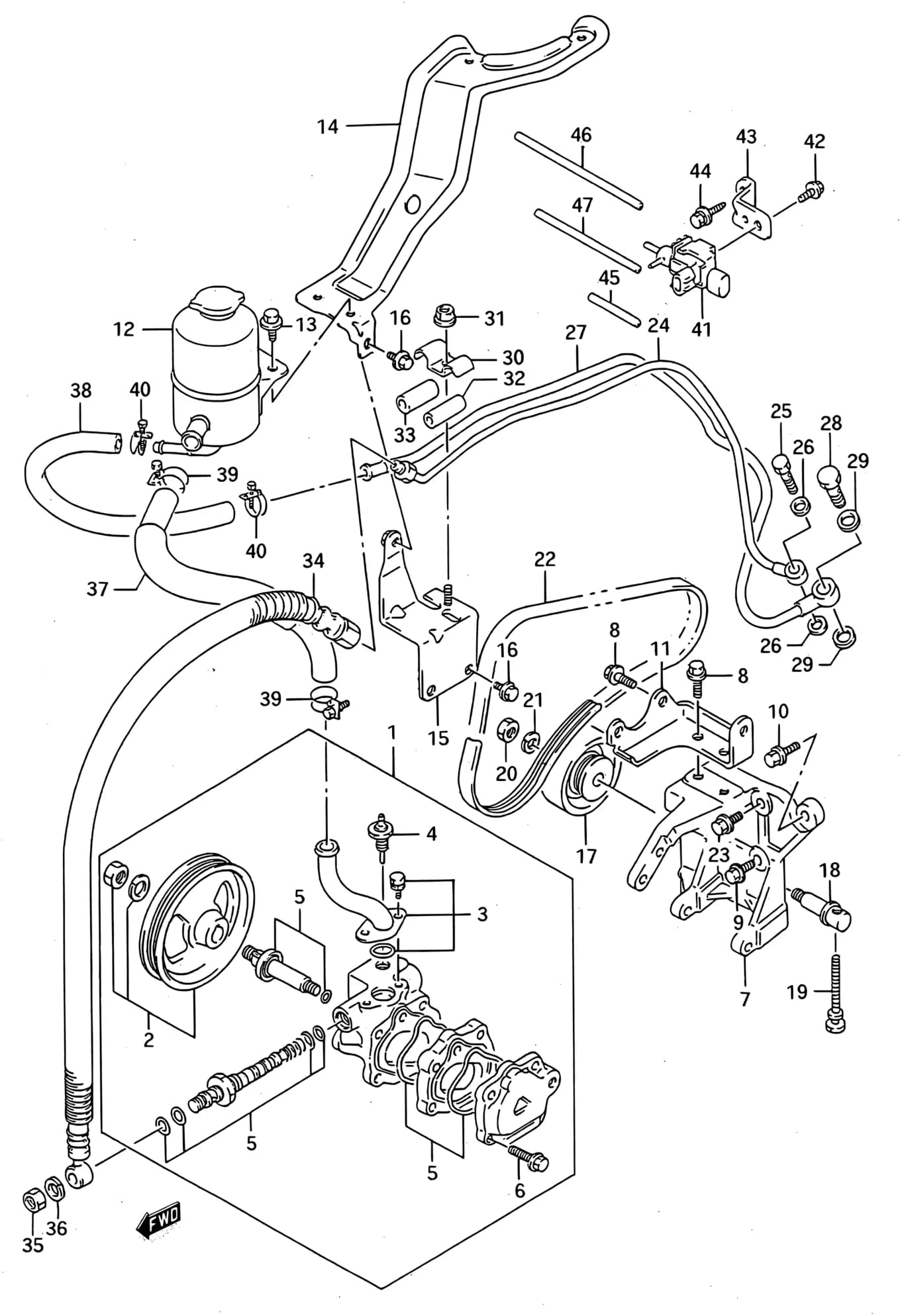 2WD:N/AIR CON — SF416 (E01) — Steering › 115 - PS OIL PUMP (TYPE 1:E30,E35)