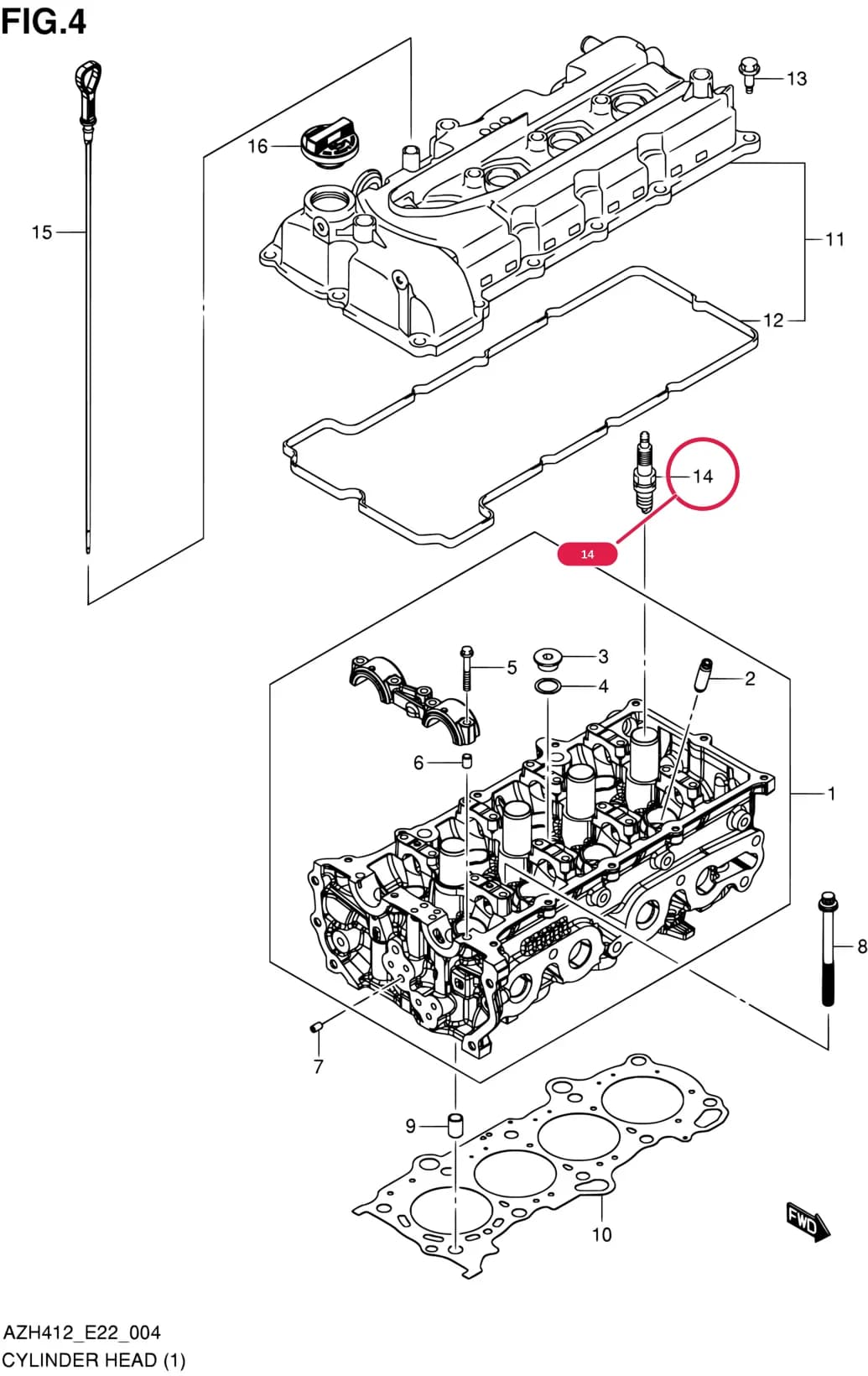 AZH412 (E22) — Engine › 4 - CYLINDER HEAD (K12B,K14B)