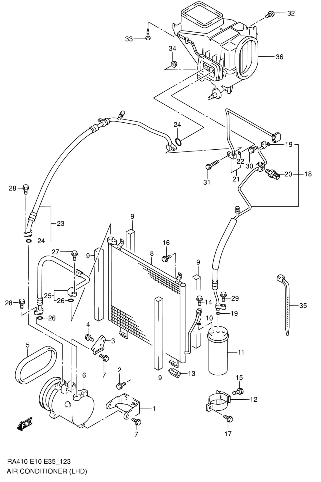 RA410 — Air Conditioning › 123 - AIR CONDITIONER (LHD)