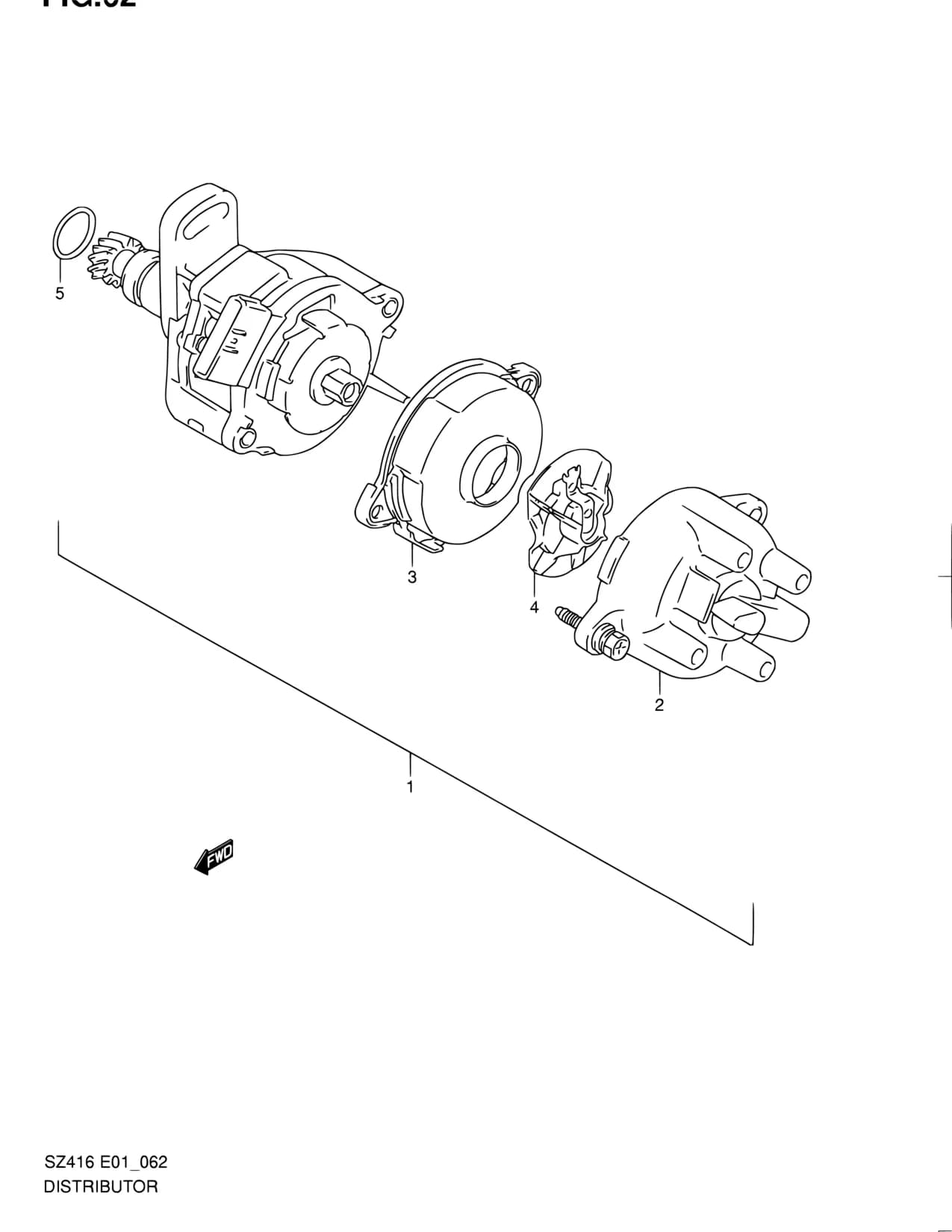 SZ416 (E01,E02,E22,E24,E43) — Engine Electrical › 62 - DISTRIBUTOR