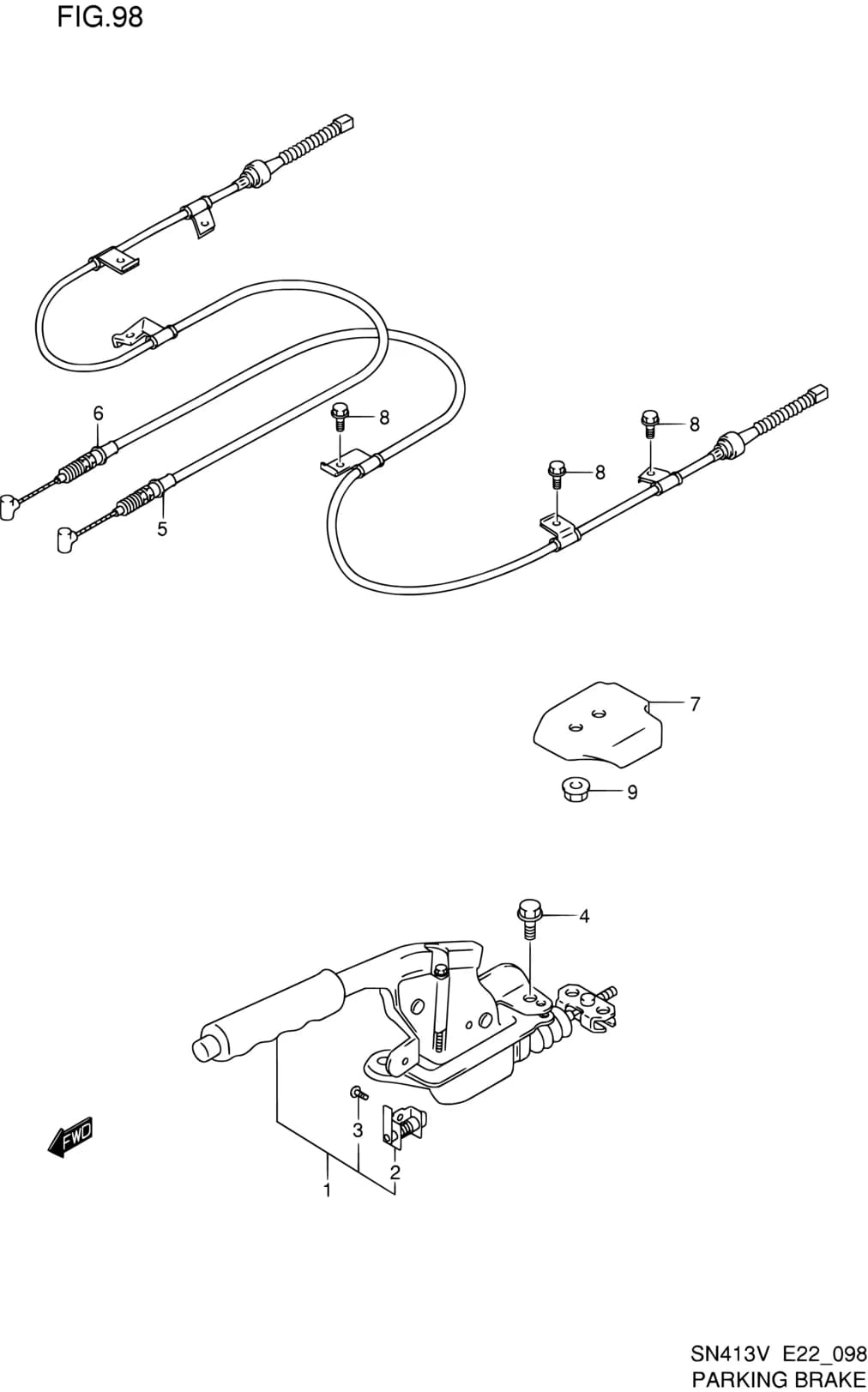 ->54420-81A01 USED WITH 54410-81A01 — SN413V — Brake › 98 - PARKING BRAKE