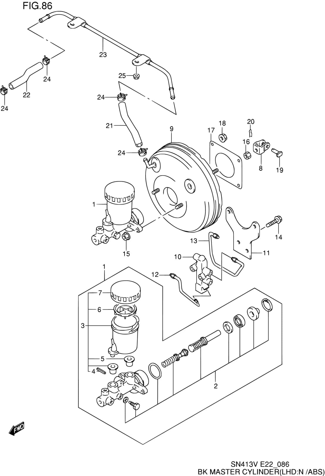 SN413V — Brake › 86 - BRAKE MASTER CYLINDER (LHD:N/ABS)