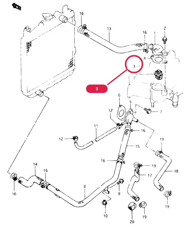 SB308-2 (E01) — Cooling › 21 - WATER HOSE (MT)