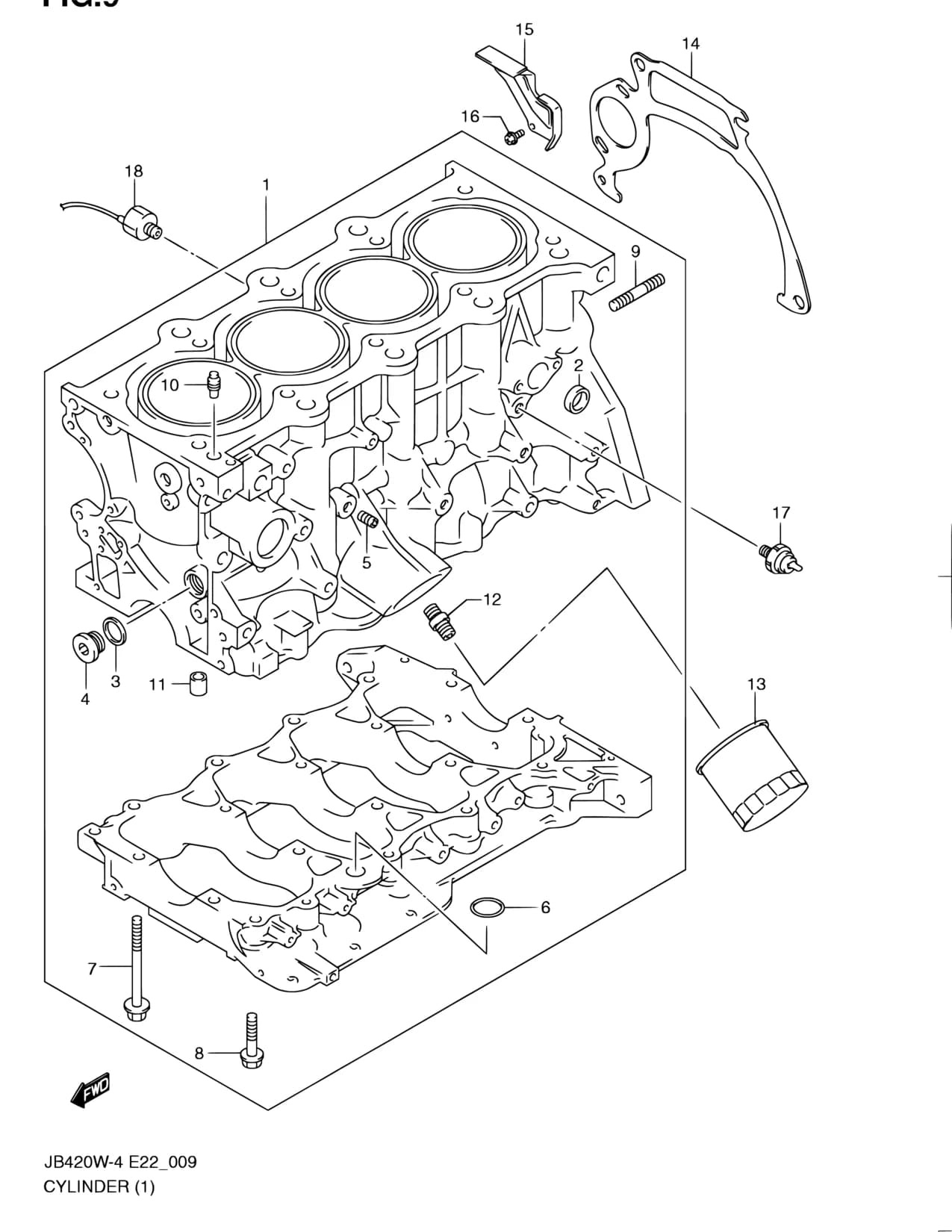 JB420W-5 — Engine › 9 - CYLINDER (JB420W)