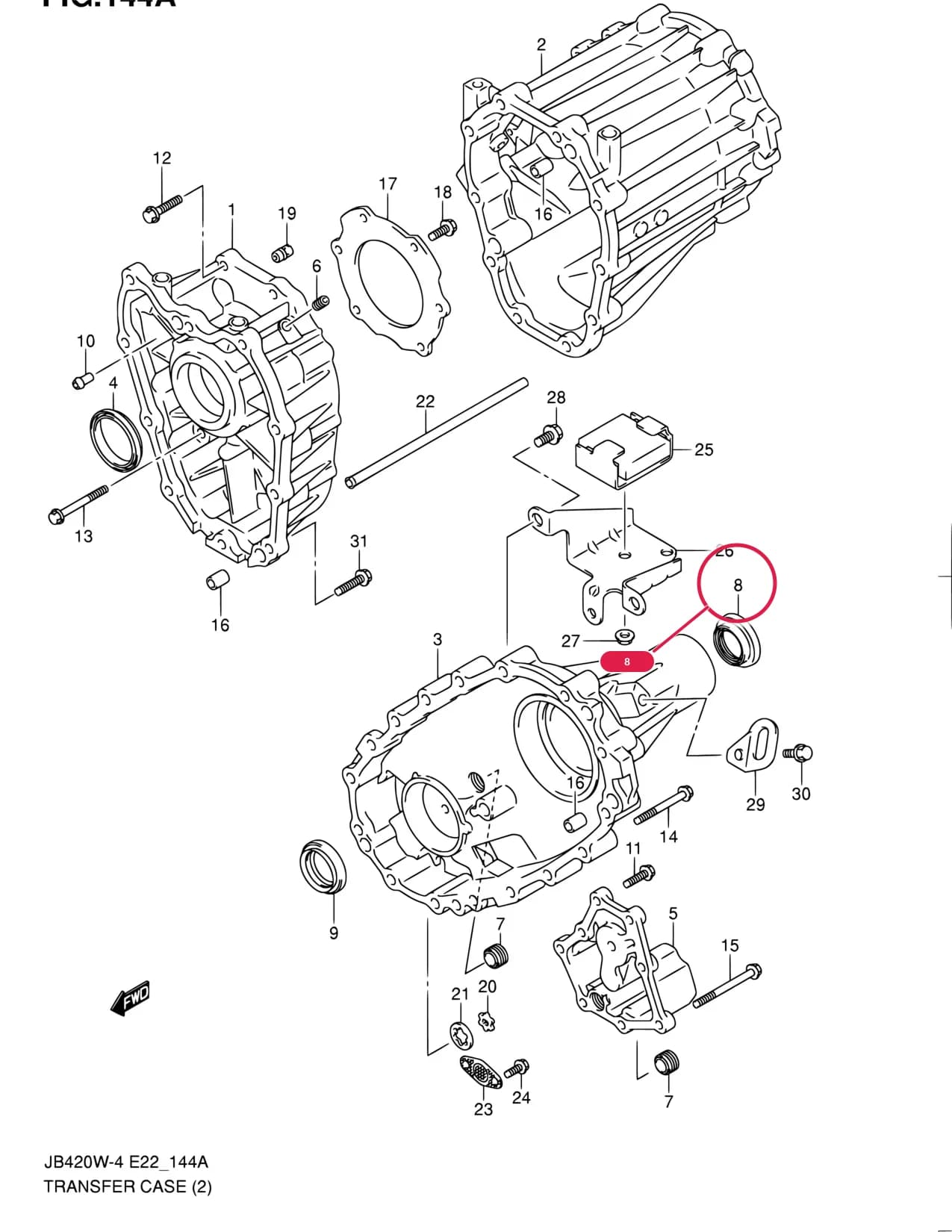 JB419WD-5 — Transmission › 144A - TRANSFER CASE (4WD)