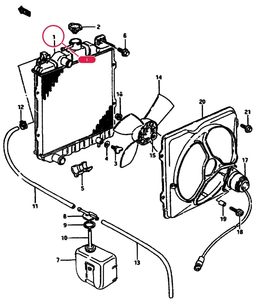 3DR,5DR:<-17700-82620 — SA413 — Cooling › 23 - RADIATOR AND COOLING FAN (MT)