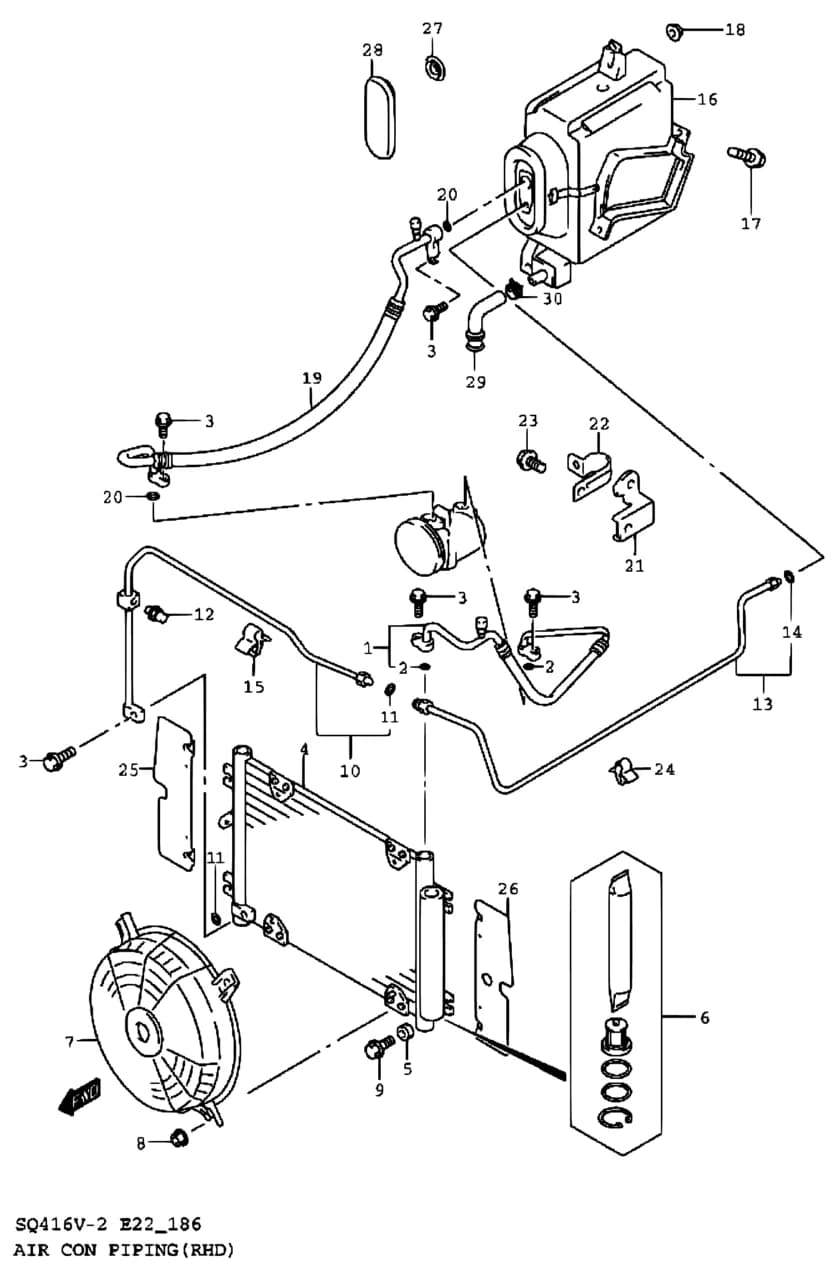 SQ416V-2 — Air Conditioning › 186 - AIR CON PIPING (RHD)