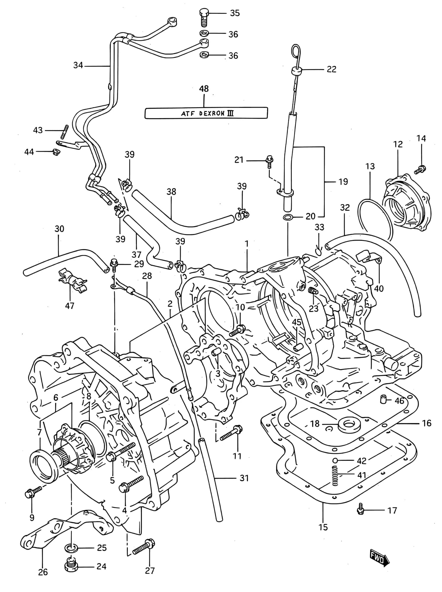SF416 (E01) — Transmission › 46 - AT TM CASE (AT)