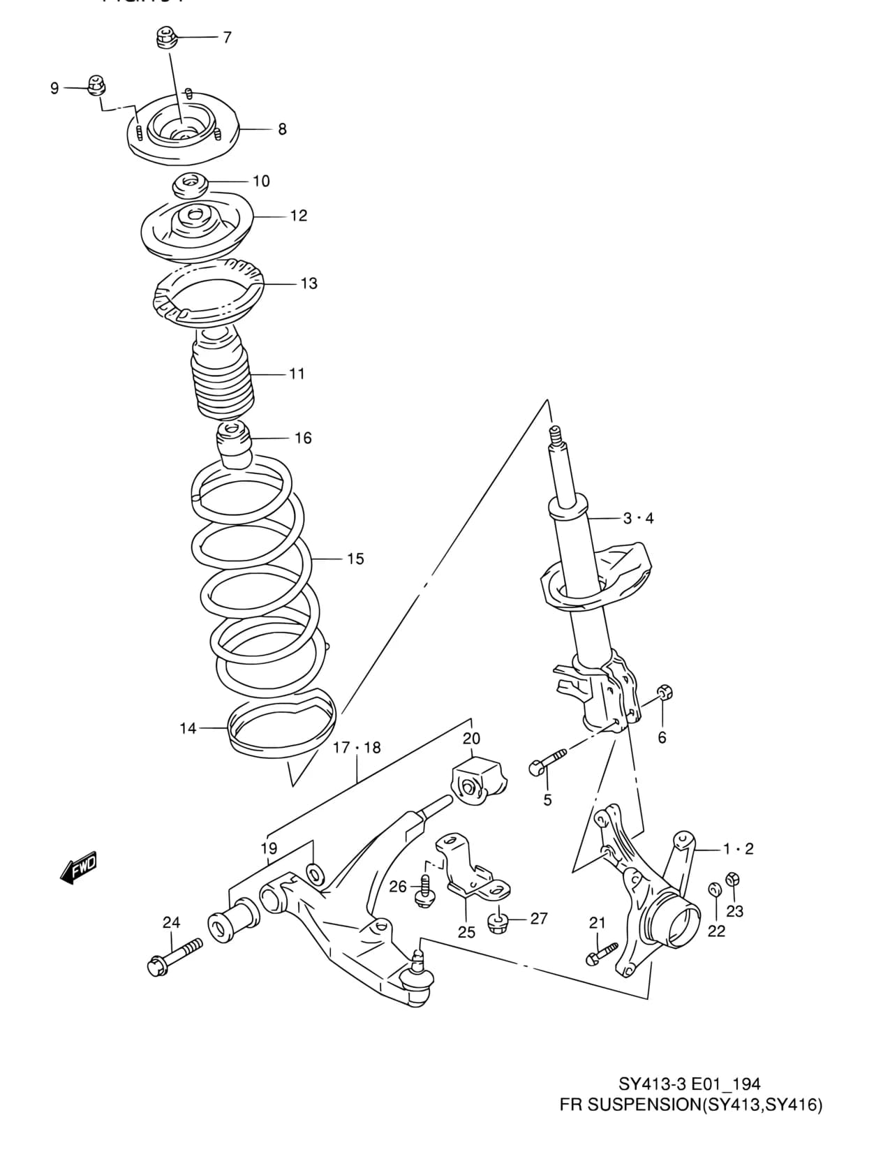 2WD:3DR,4DR:SY413 SY416:GA:E24 — SY413-3 — Suspension › 194 - FR SUSPENSION (SY413,SY416)