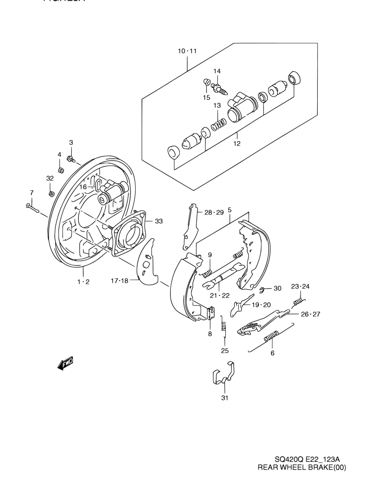 SQ416Q (MY:99-00,CAMI) — Brake › 123A - REAR WHEEL BRAKE (00 MODEL)