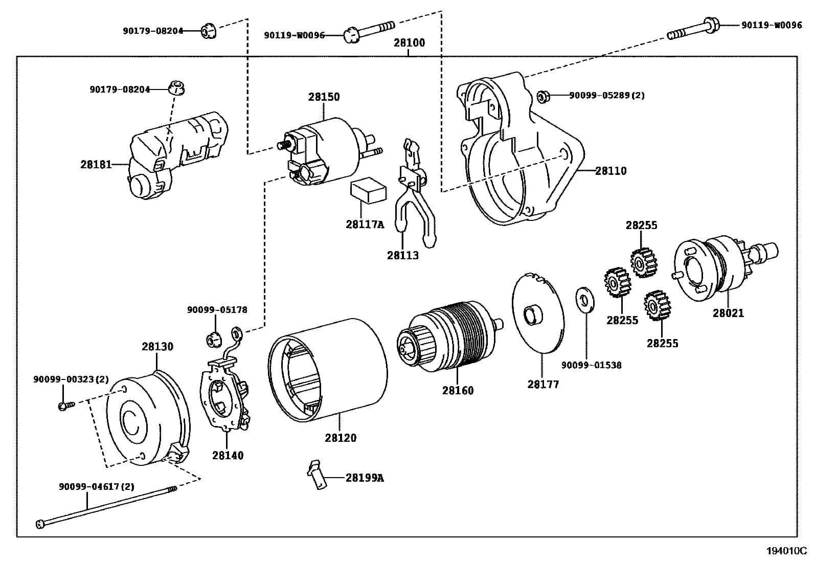 AURIS/HYBRID   (UKP) 166520 — NDE180L-DHFDXW › 19-04 STARTER