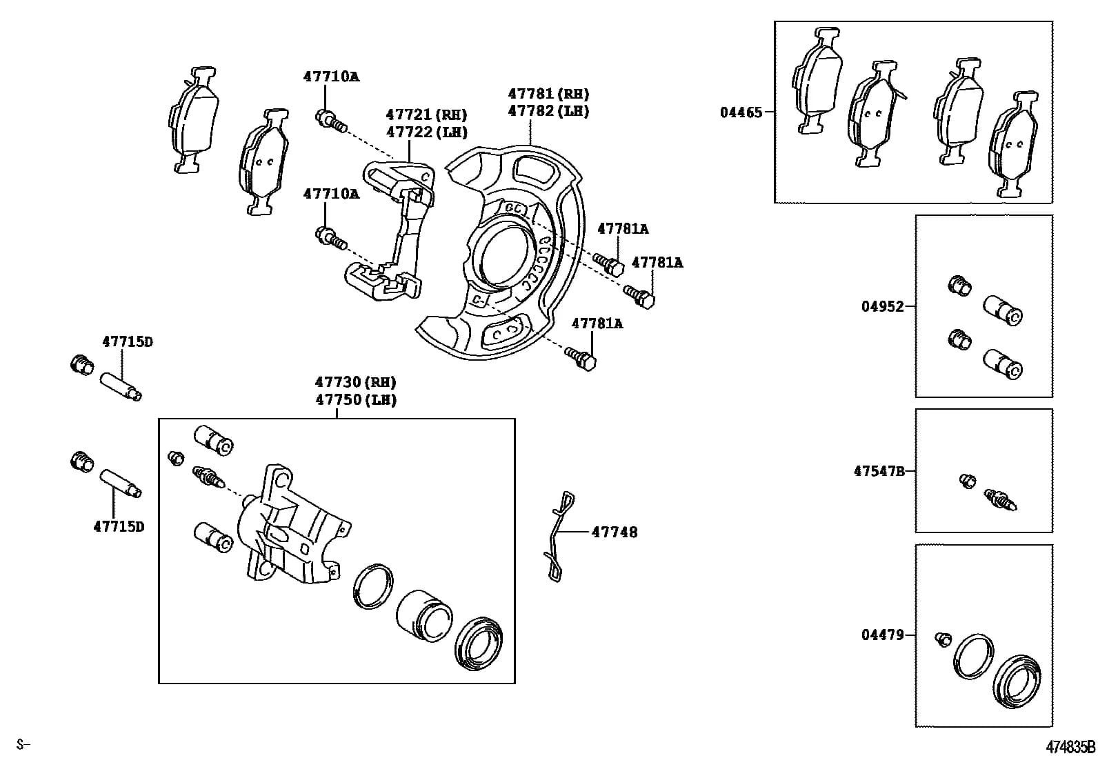 YARIS          (FRP) 116520 — SCP90R-CHMRKW › 47-05 FRONT DISC BRAKE CALIPER & DUST COVER