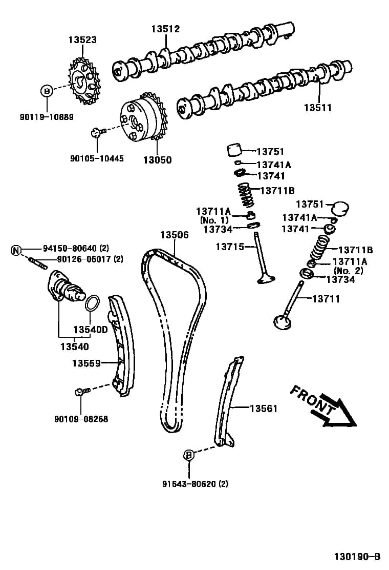 AVENSIS 273540 — ZZT220L-AEMEKW › 13-02 CAMSHAFT & VALVE
