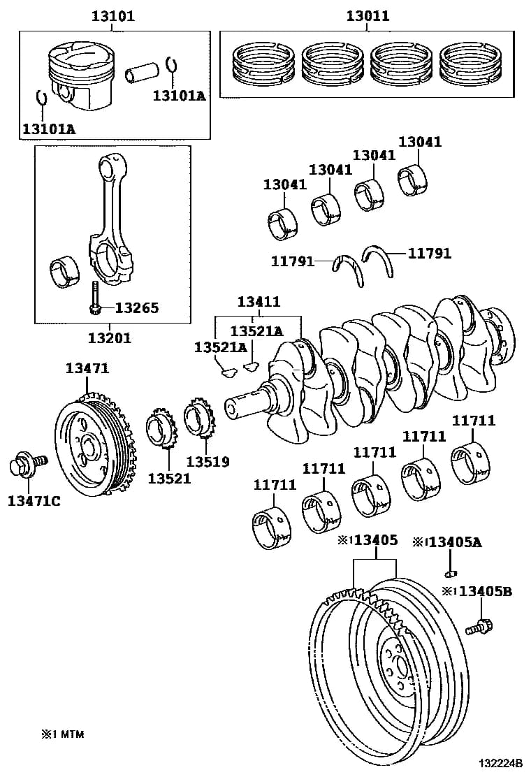 AURIS/HYBRID   (UKP) 166520 — NRE185L-DHFGZW › 13-01 CRANKSHAFT & PISTON