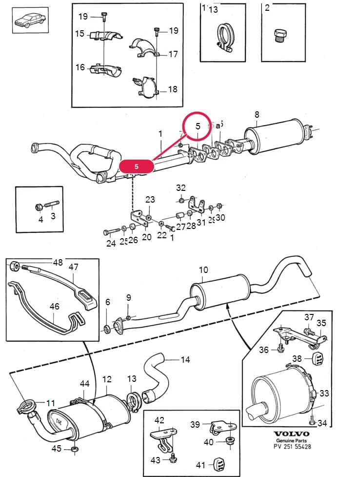 25 Intake and exhaust system — Subgroups of category: "Intake and exhaust system" › exhaust system 1990 B280E 4DRS , B280E, 4DRS S.R