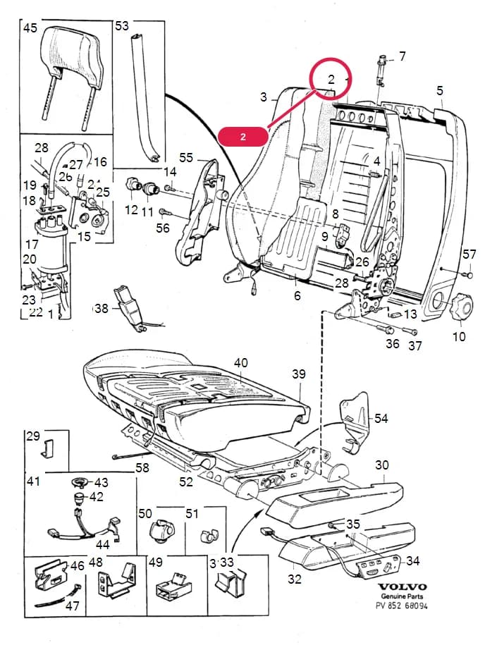 For cars without SIPS-bag. — 85 Interior — Subgroups of category: "Interior" › frontseat  1995-