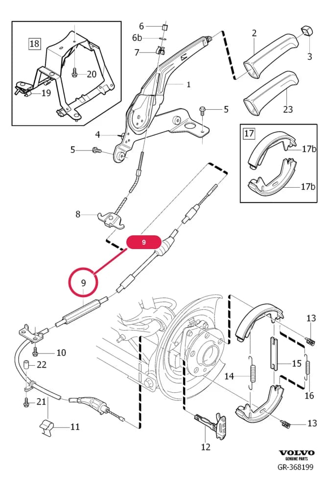 55 Parking brake — Subgroups of category: "Parking brake" › brake control, mechanical  2005- , L.H.D