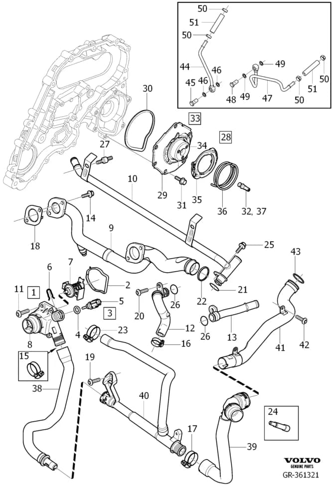 26 Cooling system — 262 coolant pump and thermostat › coolant pump, thermostat and cable , B6304T4