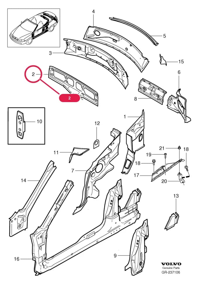 81 Body frame — Subgroups of category: "Body frame" › body side inner  C70 CONV