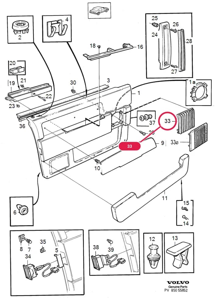 85 Interior — Subgroups of category: "Interior" › Parts for front door panel