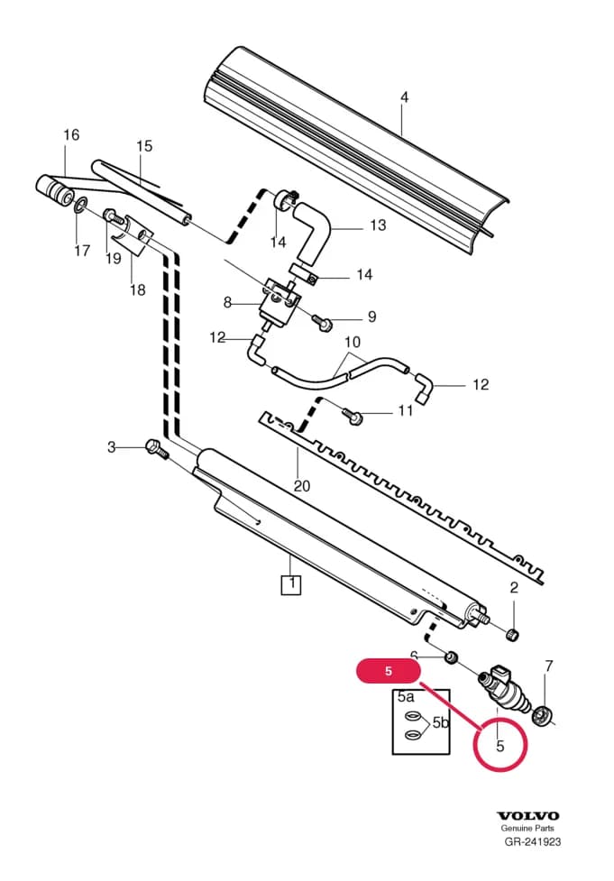 23 Fuel system — Subgroups of category: "Fuel system" › Fuel pressure pipes with fittings B5254S AUTO.TRANS 1996- , B5254FS M 4.3, AW50-42
