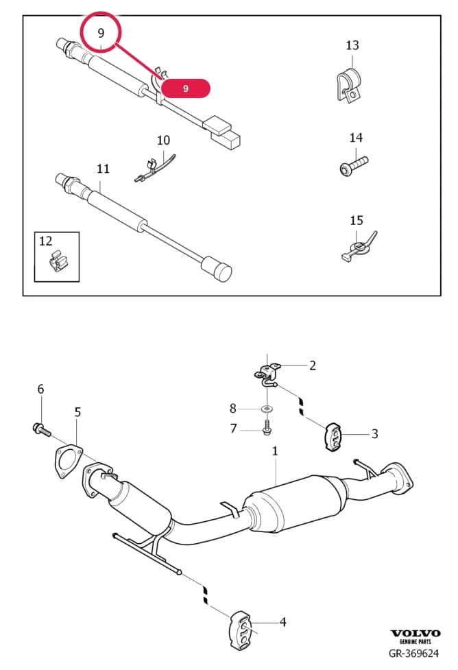 25 Intake and exhaust system — 254 catalytic converter and emission control › catalytic converter   Emission code 4, 5 The code key is under group 81.,5CYL TURBO 2WD , B5254T7