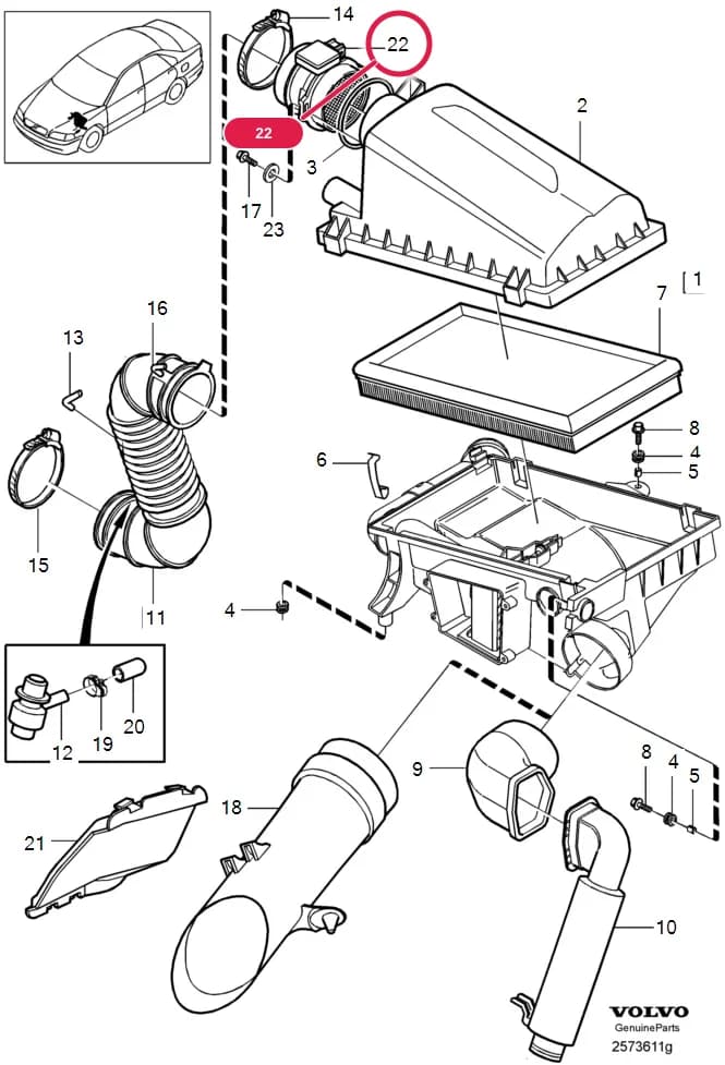 25 Intake and exhaust system — Subgroups of category: "Intake and exhaust system" › air filter  4CYL TURBO , B4204T3