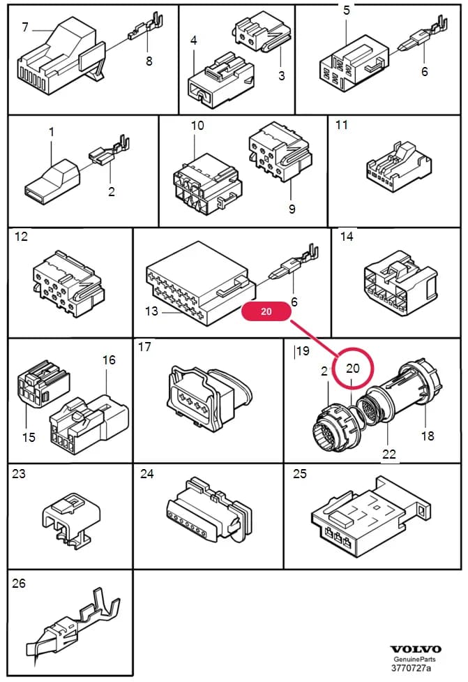 37 Cables and fuses — Subgroups of category: "Cables and fuses" › Connector bottom rail roof and doors