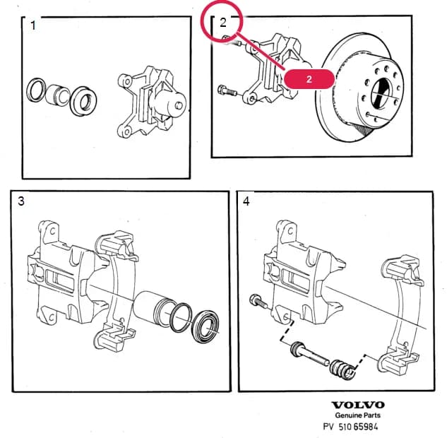 51 Wheel brake — Subgroups of category: "Wheel brake" › repair kits Rear wheel brake S90,V90
