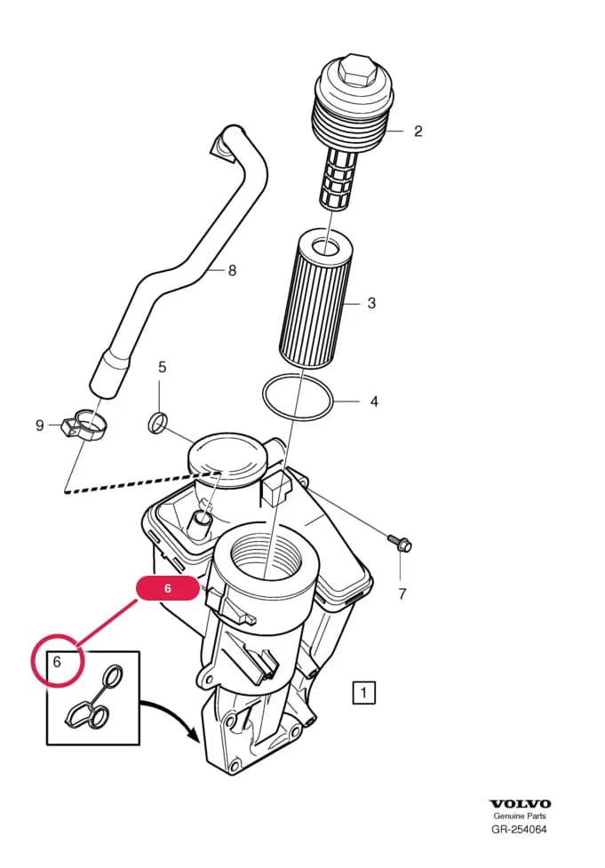 22 Lubricating and oil system — 222 oil filter › oil filter    5CYL , B5254T7