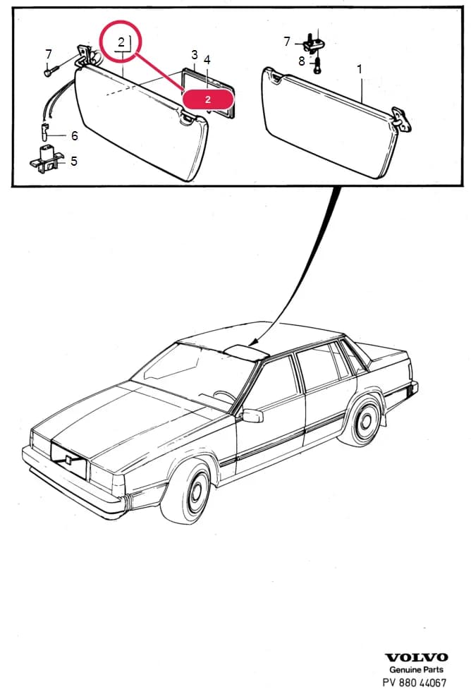88 Interior equipment — Subgroups of category: "Interior equipment" › sunvisor 1990