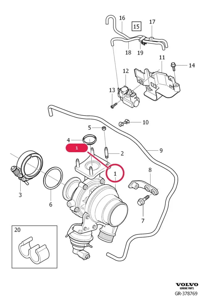 25 Intake and exhaust system — 255 turbocharger › compressor exhaust    , D5204T